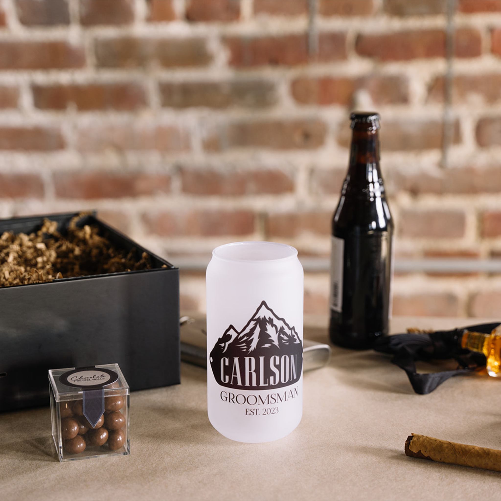 Personalized Beer Can Glass – Mountain Sand
