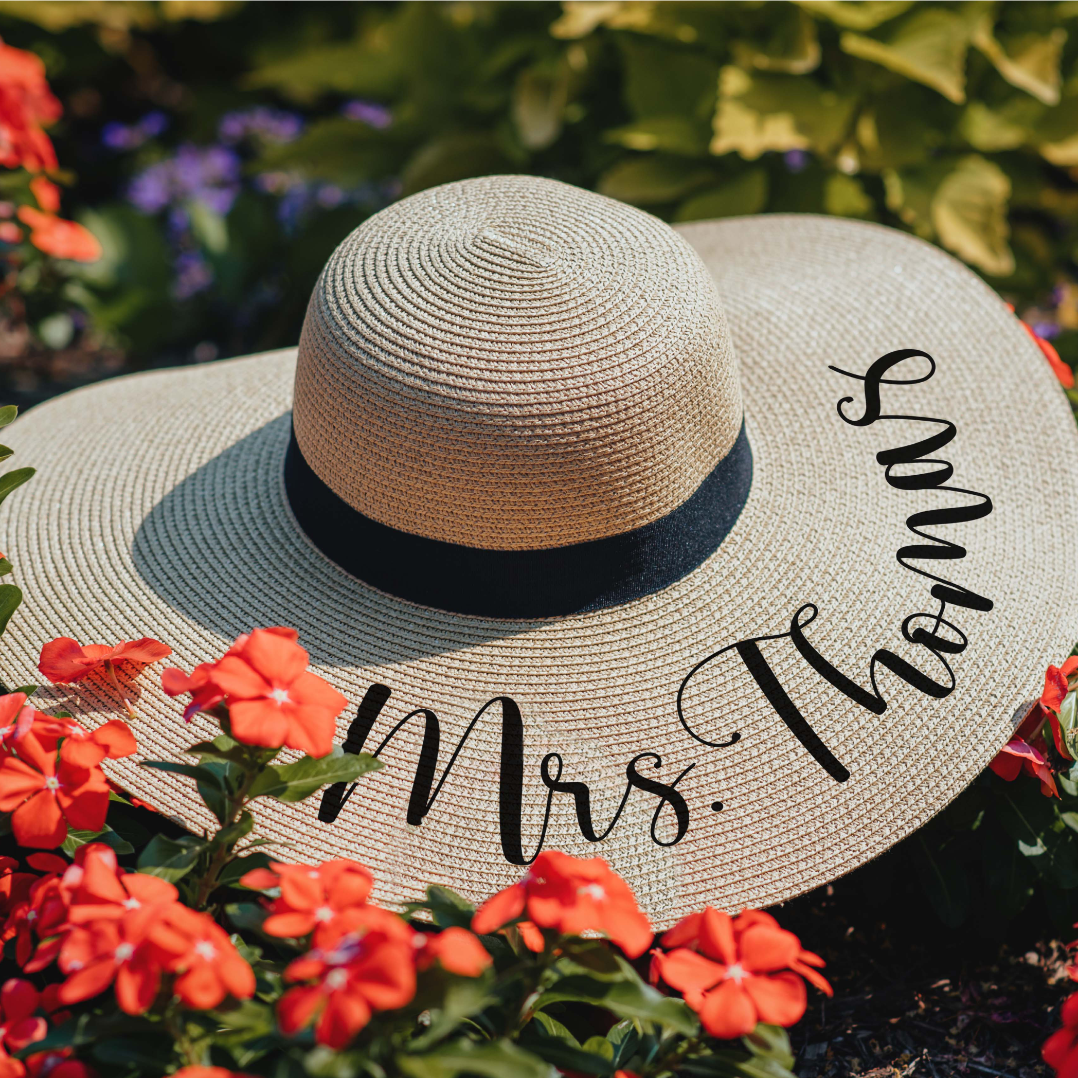Personalized Wide Brim Straw Hat Natural Blank at Roots and Lace